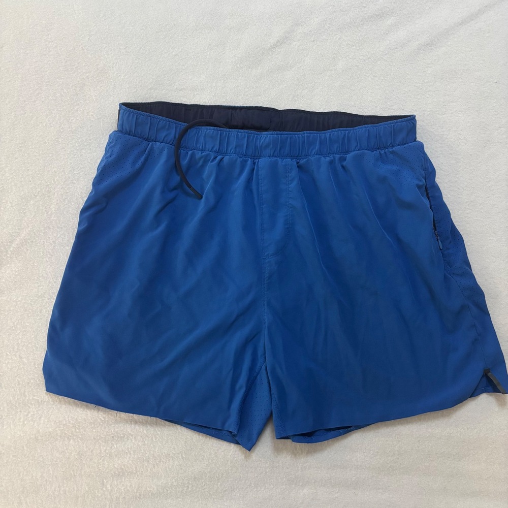 Rhone Men's Running Shorts Blue 5 Inch Inseam Perforated Athletic Training Gym L
